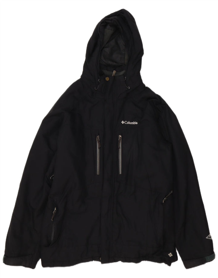 Jaqueta corta-vento masculina Columbia com capuz Reino Unido 40 grande poliéster preto
