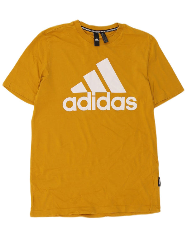 Adidas Mens Graphic T-Shirt Top Pequeno Algodão Amarelo