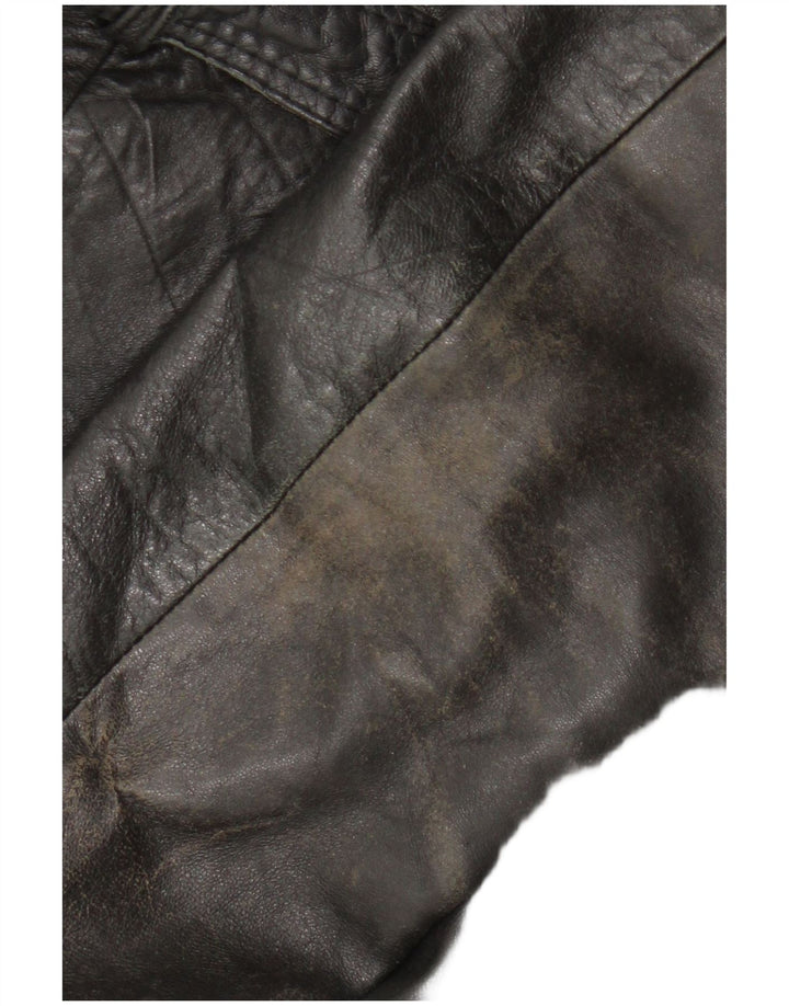 Jaqueta de couro feminina vintage IT 50 XL couro preto