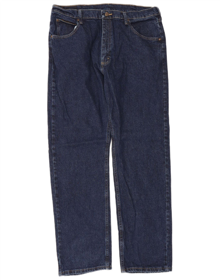 Wrangler Mens Straight Jeans W36 L32 Azul Marinho Algodão