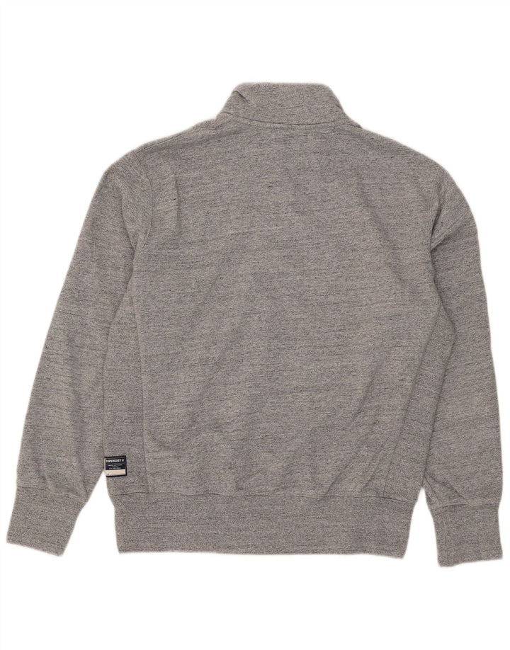Suéter masculino Superdry com zíper e gola grande algodão cinza