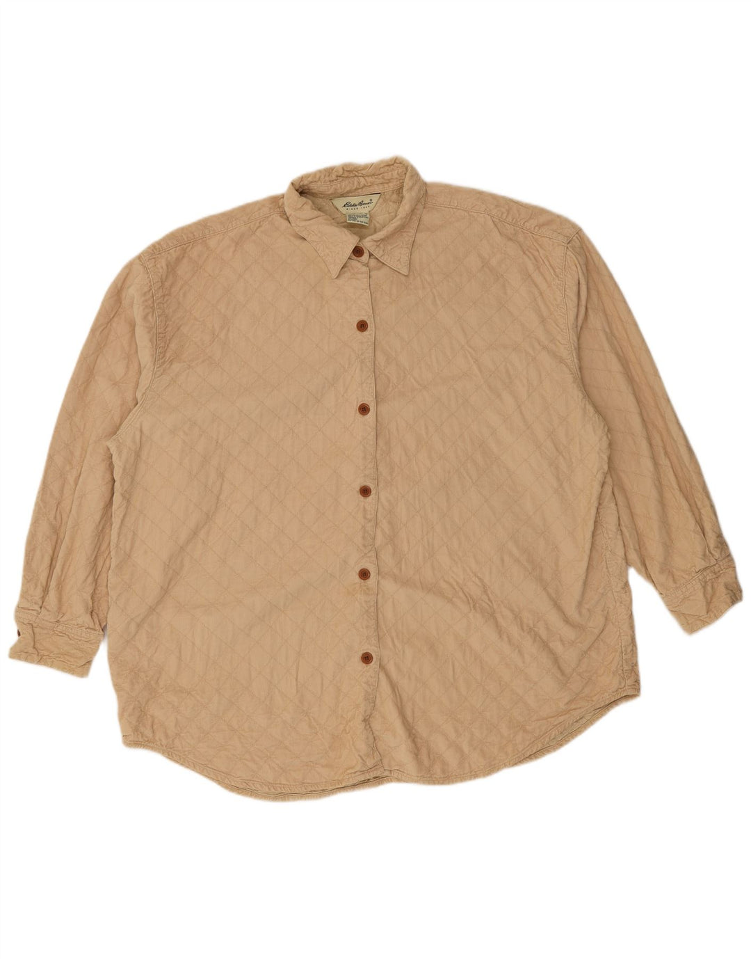 Camisa feminina de veludo cotelê EDDIE BAUER Reino Unido 16 grande algodão bege