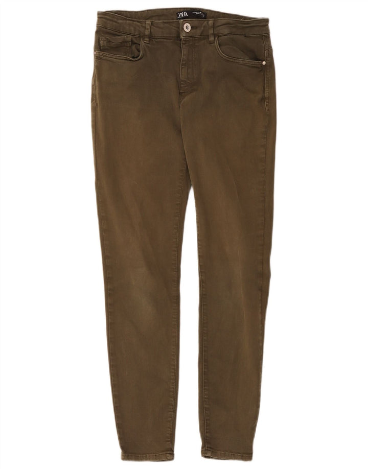 Calça jeans feminina Zara EU 40 médio W30 L26 algodão cáqui