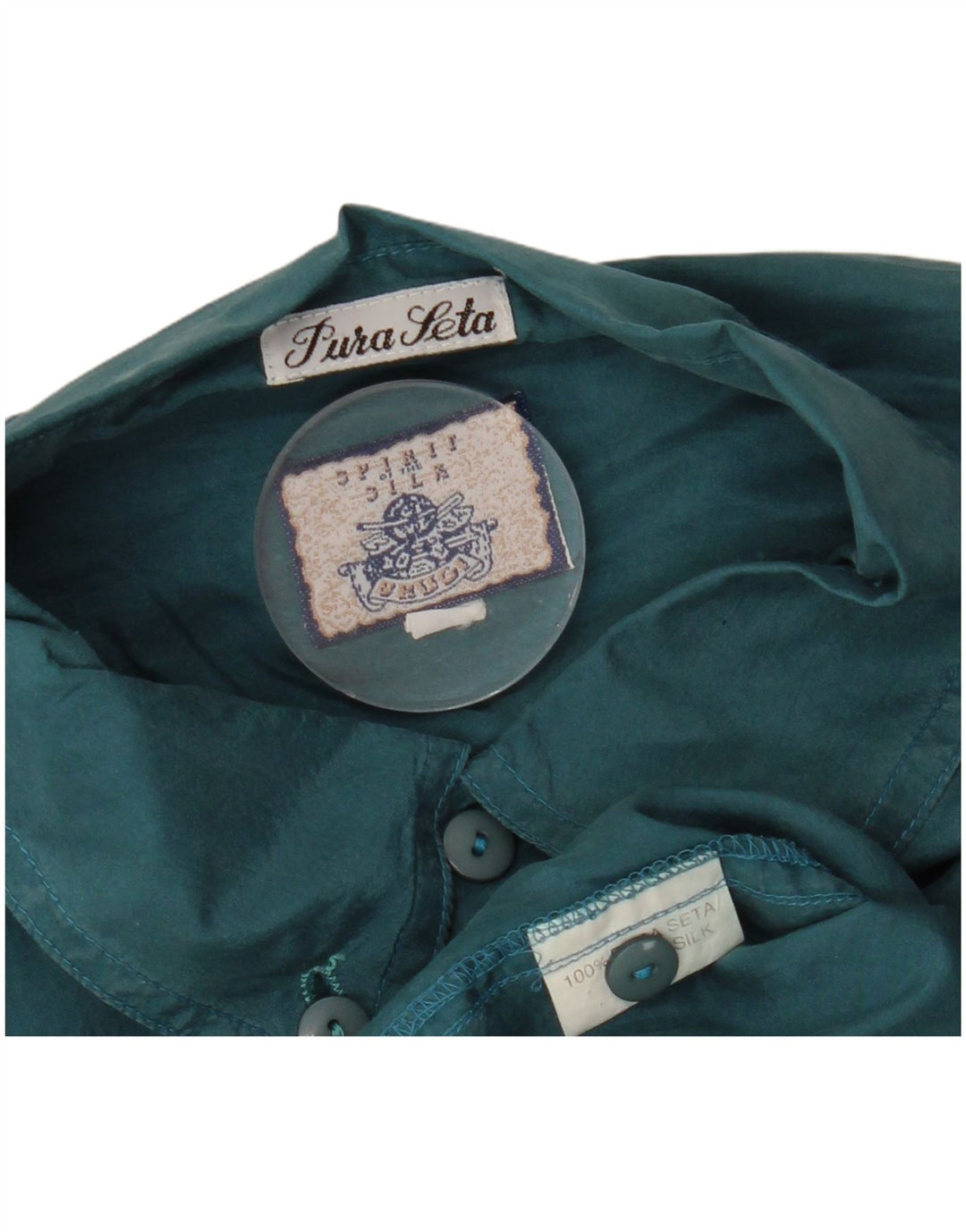 Camisa masculina VINTAGE de manga curta solta ajuste médio verde seda