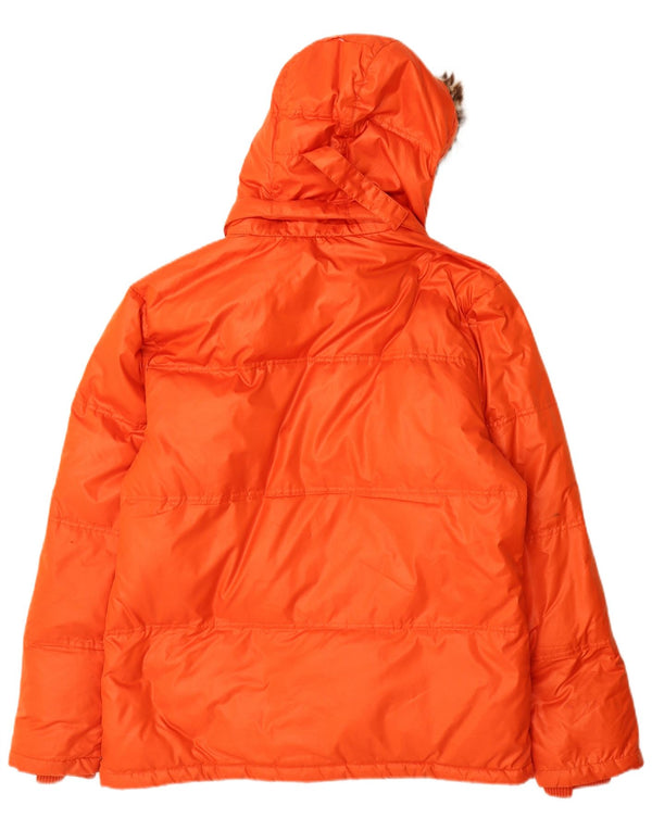 Jaqueta masculina Fila com capuz acolchoada UK 36 poliéster laranja pequeno
