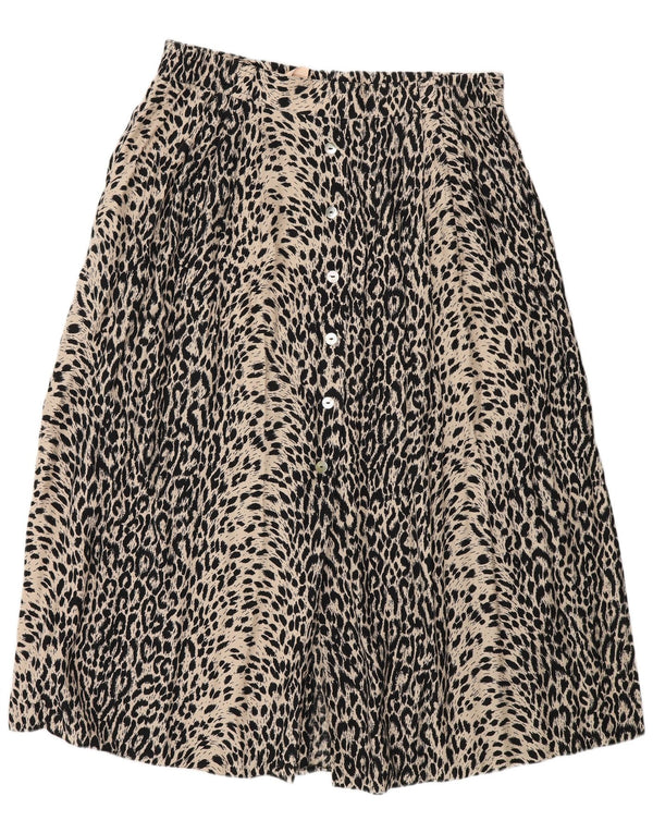 Saia feminina vintage linha A EU 46 XL W34 bege estampa animal poliamida