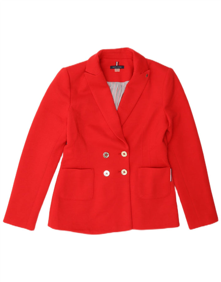 Jaqueta blazer feminina Tommy Hilfiger com peito duplo EUA 2 XS poliéster vermelho