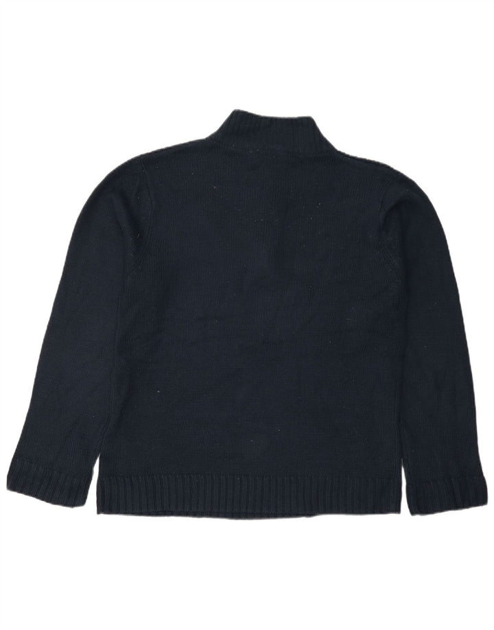 Suéter masculino PIERRE CARDIN com zíper e gola média azul marinho acrílico