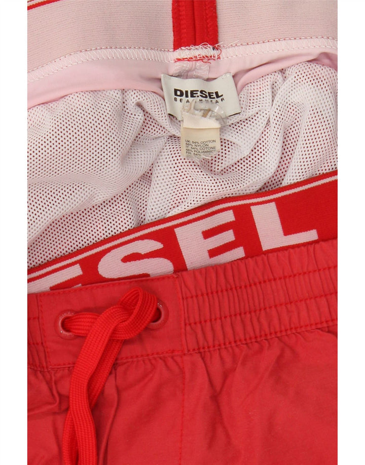 Shorts de natação masculino diesel gráfico médio algodão vermelho