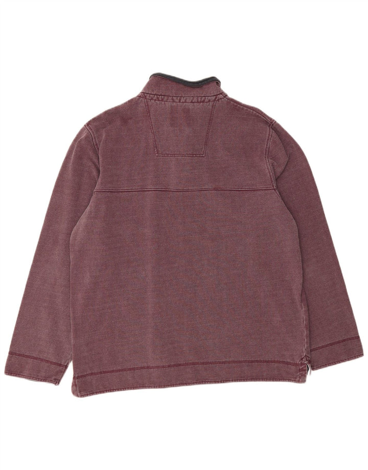 CREW CLOTHING Suéter masculino com zíper e gola 2XL algodão borgonha