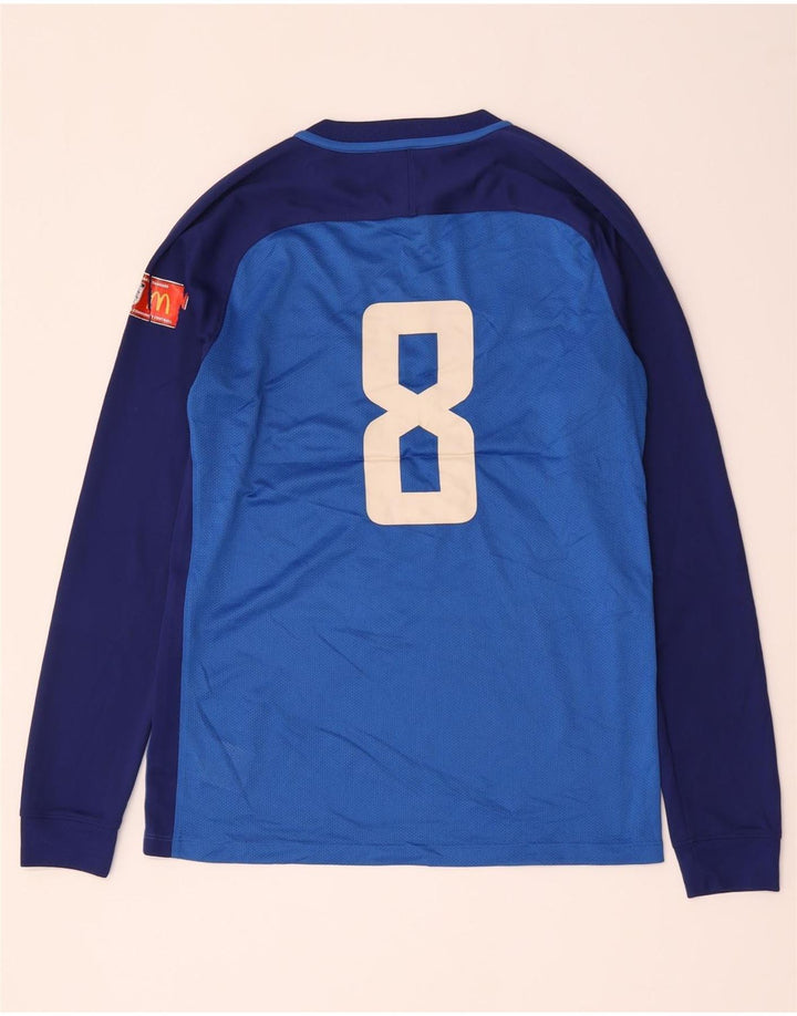 Top gráfico Nike masculino Dri Fit manga comprida azul médio colorblock poliéster