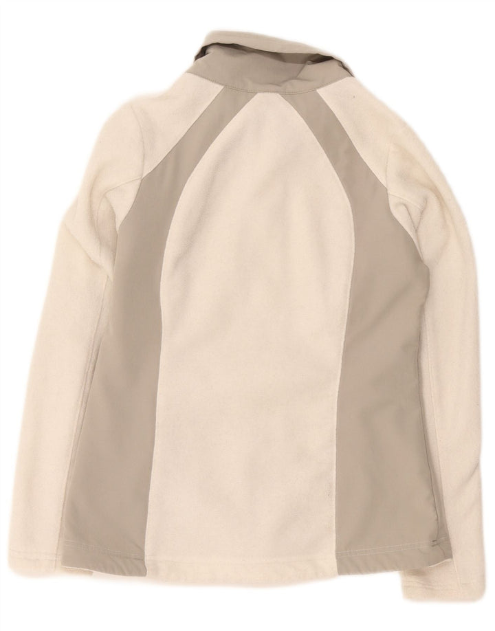 Jaqueta de lã feminina Columbia UK 12 médio off white poliéster colorblock
