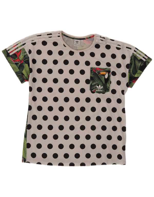 Camiseta Adidas Feminina Oversized Graphic Top UK 10 Pequenas Bolinhas Brancas