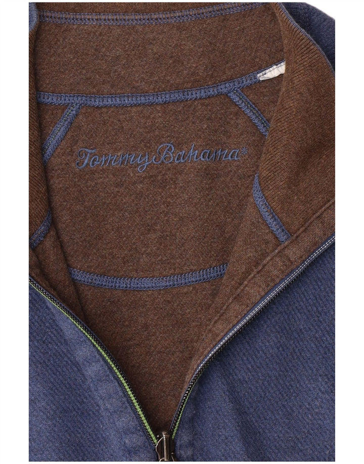 Tommy Bahama moletom masculino com zíper e gola grande azul