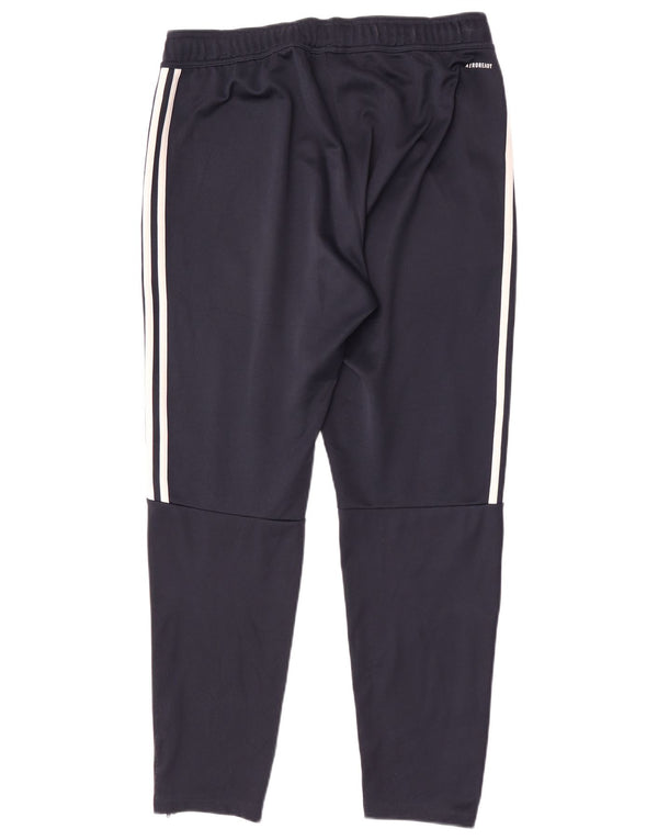 Calça de treino masculina Adidas grande poliéster azul marinho