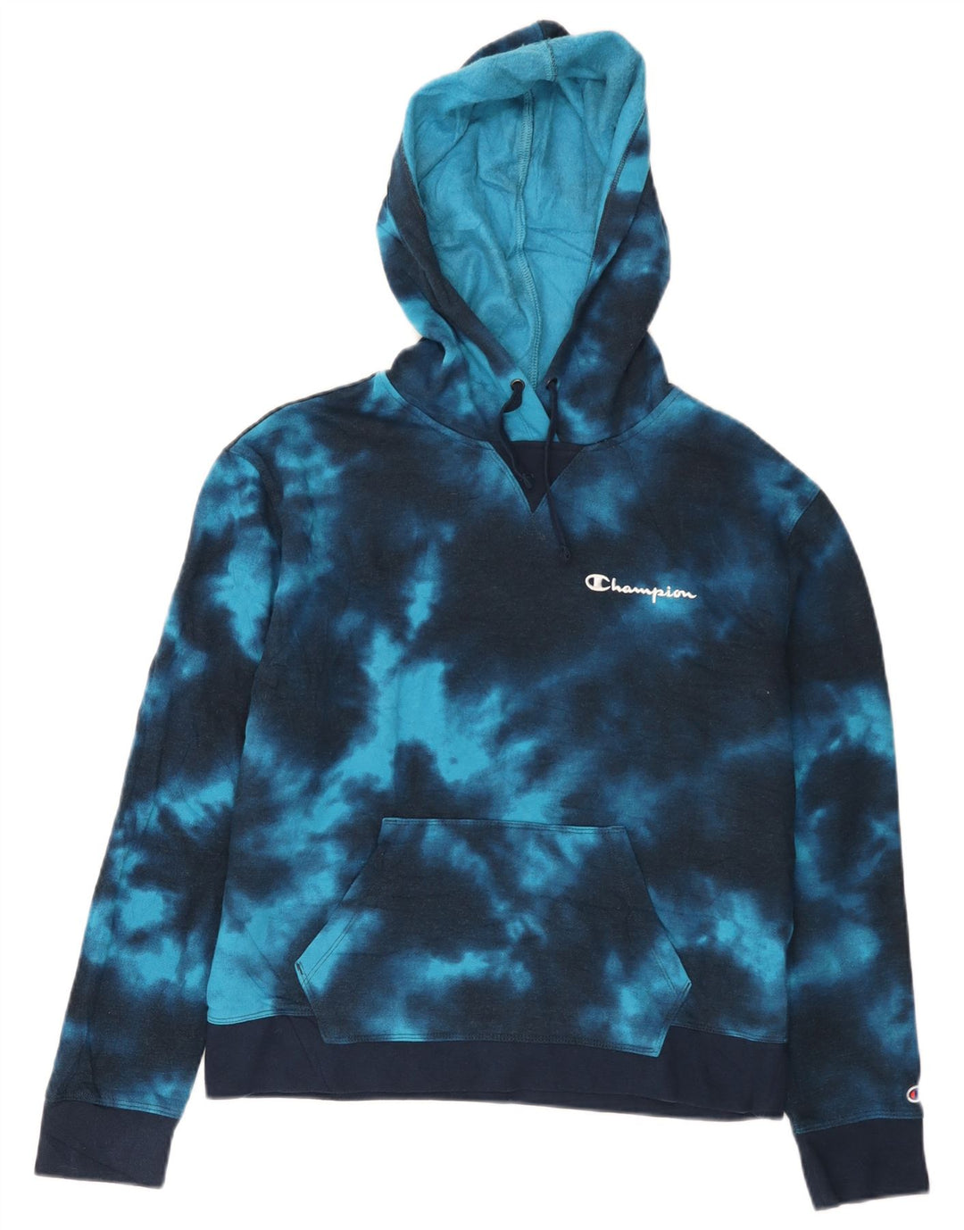 CHAMPION Suéter feminino com capuz UK 14 médio azul marinho tie-dye