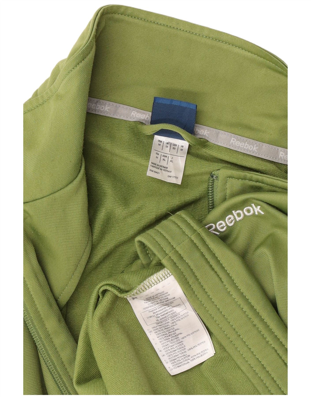 Reebok Mens Tracksuit Top Jacket Poliéster Verde Médio