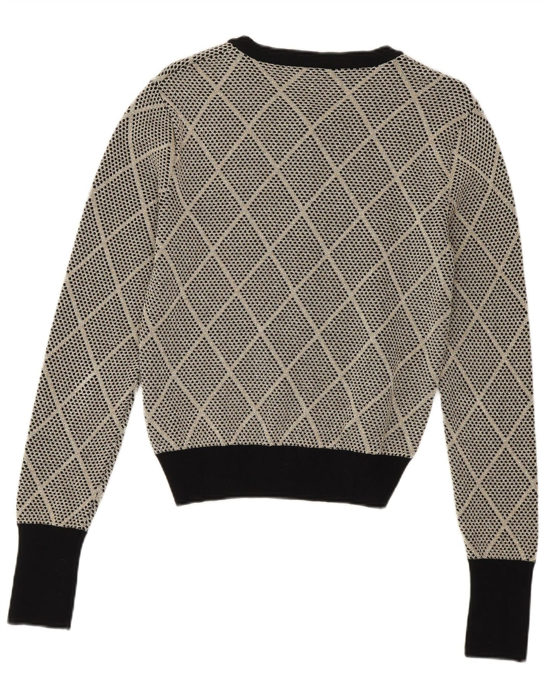 Suéter cardigã feminino Zara Reino Unido 10 pequeno cinza Argyle/Diamond Viscose