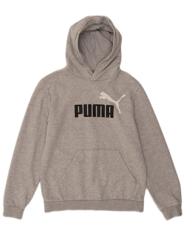 Jumper com capuz gráfico PUMA Boys 13-14 anos algodão cinza