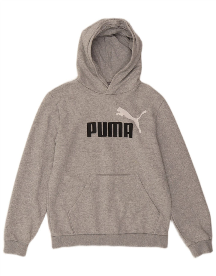 Jumper com capuz gráfico PUMA Boys 13-14 anos algodão cinza