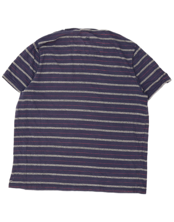 Camiseta masculina Fat Face Top 2XL algodão listrado azul marinho