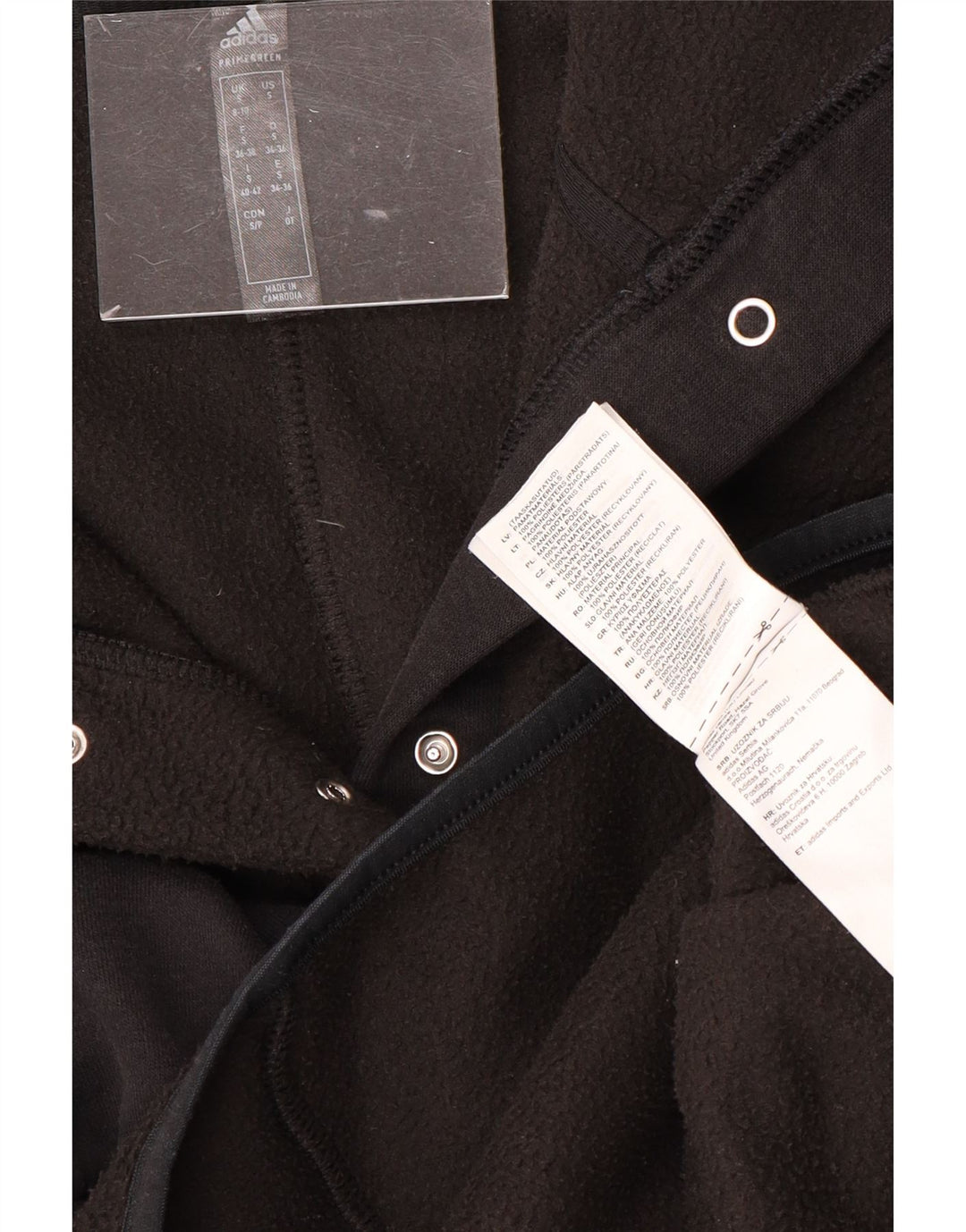 ADIDAS Womens Oversized Hooded Fleece Jumper Reino Unido 8/10 Pequeno Poliéster Preto