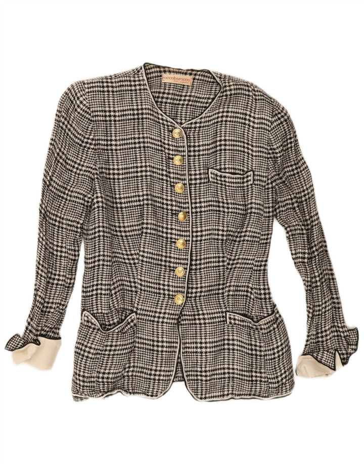 Suéter cardigã feminino Roccobarocco IT 44 médio preto Houndstooth