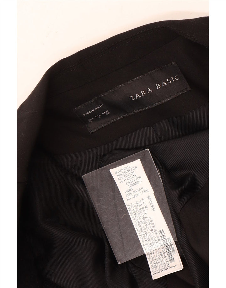 ZARA Jaqueta Blazer Feminina com 1 Botão Reino Unido 10 Pequena Poliéster Preta