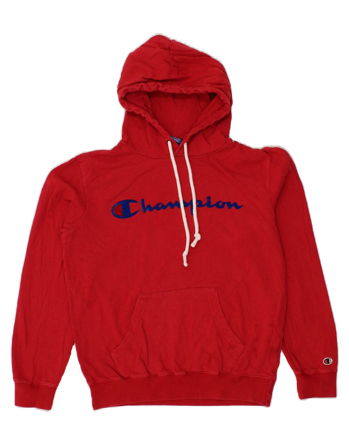 CHAMPION Mens Graphic Hoodie Jumper Small Red Cotton Vintage Champion and Second-Hand Champion from Messina Hembry 