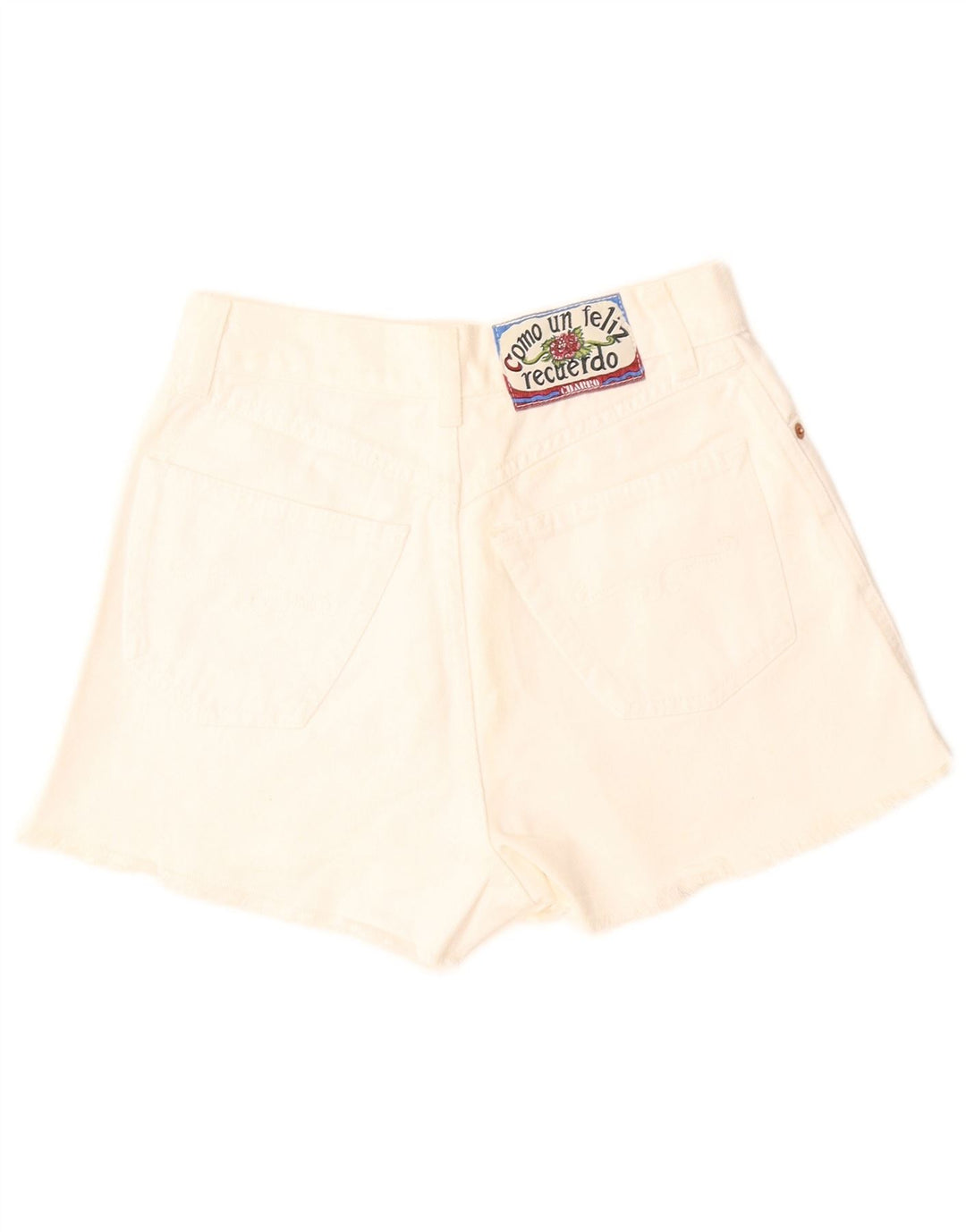Shorts jeans feminino Charro com perna larga W29 algodão branco médio
