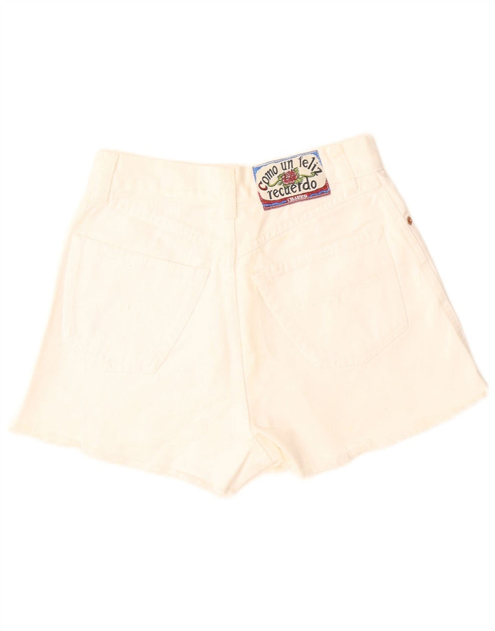Shorts jeans feminino Charro com perna larga W29 algodão branco médio