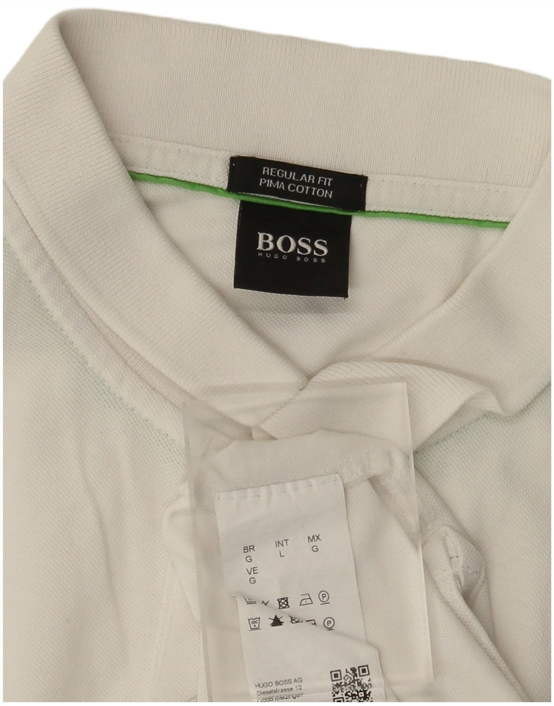 Camisa polo masculina Hugo Boss Regular Fit grande algodão branco