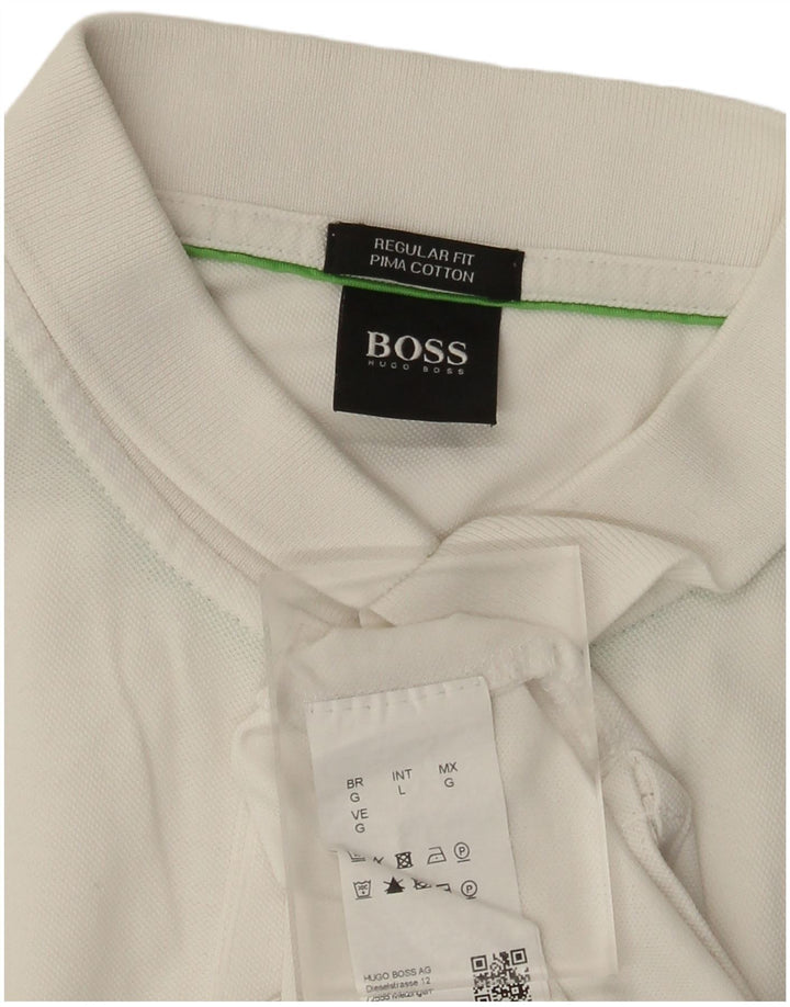 Camisa polo masculina Hugo Boss Regular Fit grande algodão branco