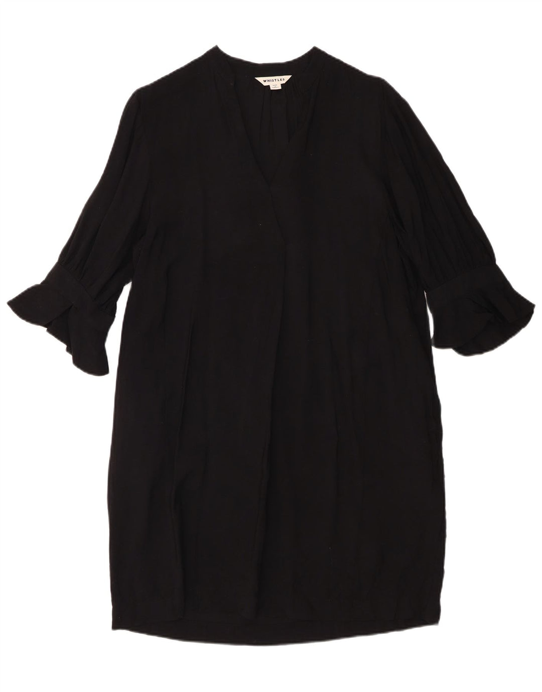 Vestido feminino Whistles com manga 3/4, tamanho grande, UK 10, viscose preta pequena