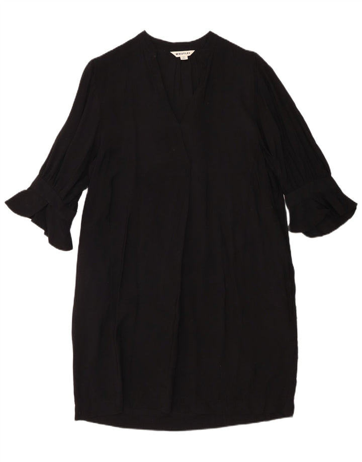 Vestido feminino Whistles com manga 3/4, tamanho grande, UK 10, viscose preta pequena