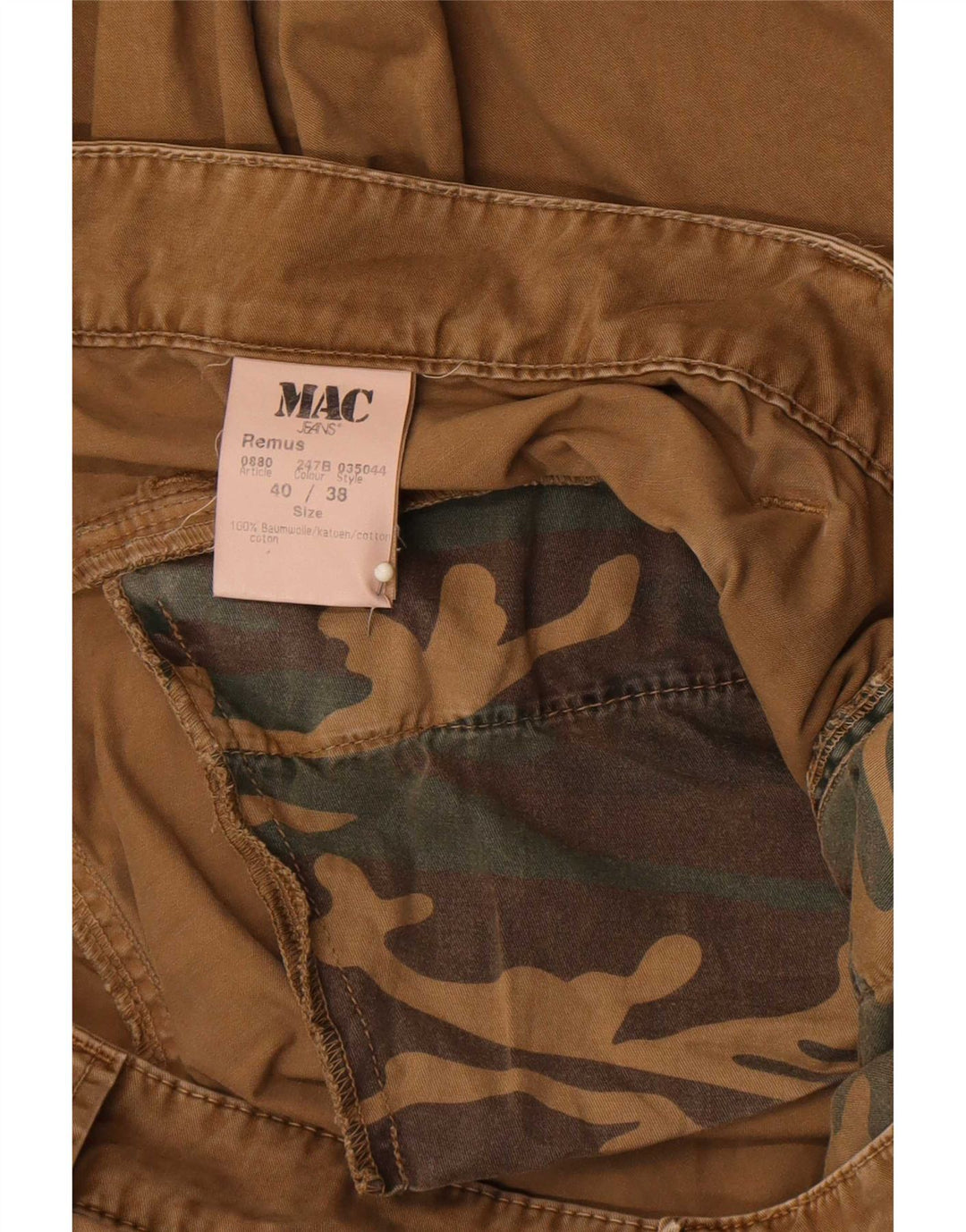 Calça cargo reta masculina Mac W40 L38 algodão marrom