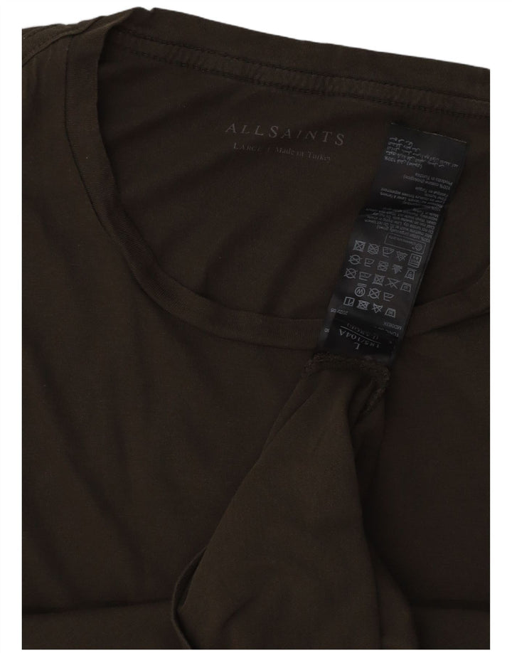 Camiseta masculina ALL SAINTS Top grande de algodão cáqui
