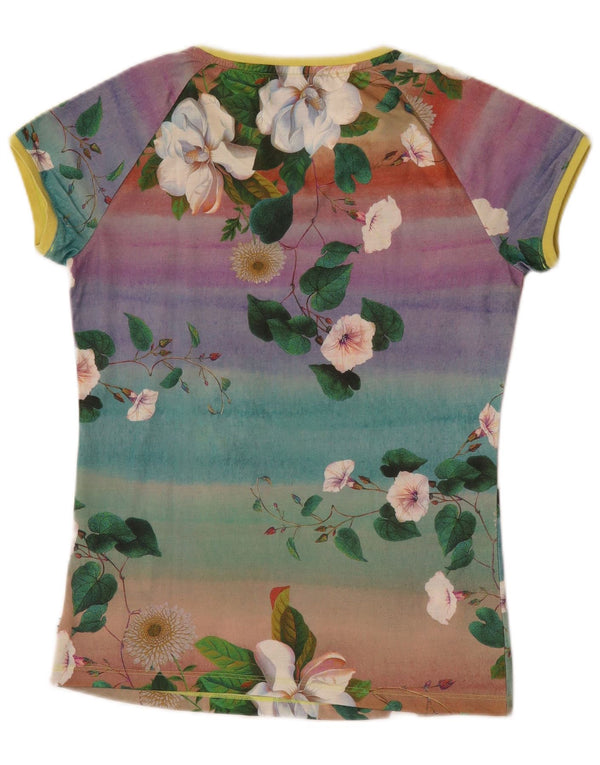 Camiseta feminina Adidas Top XS UK 6 Poliéster floral multicolorido