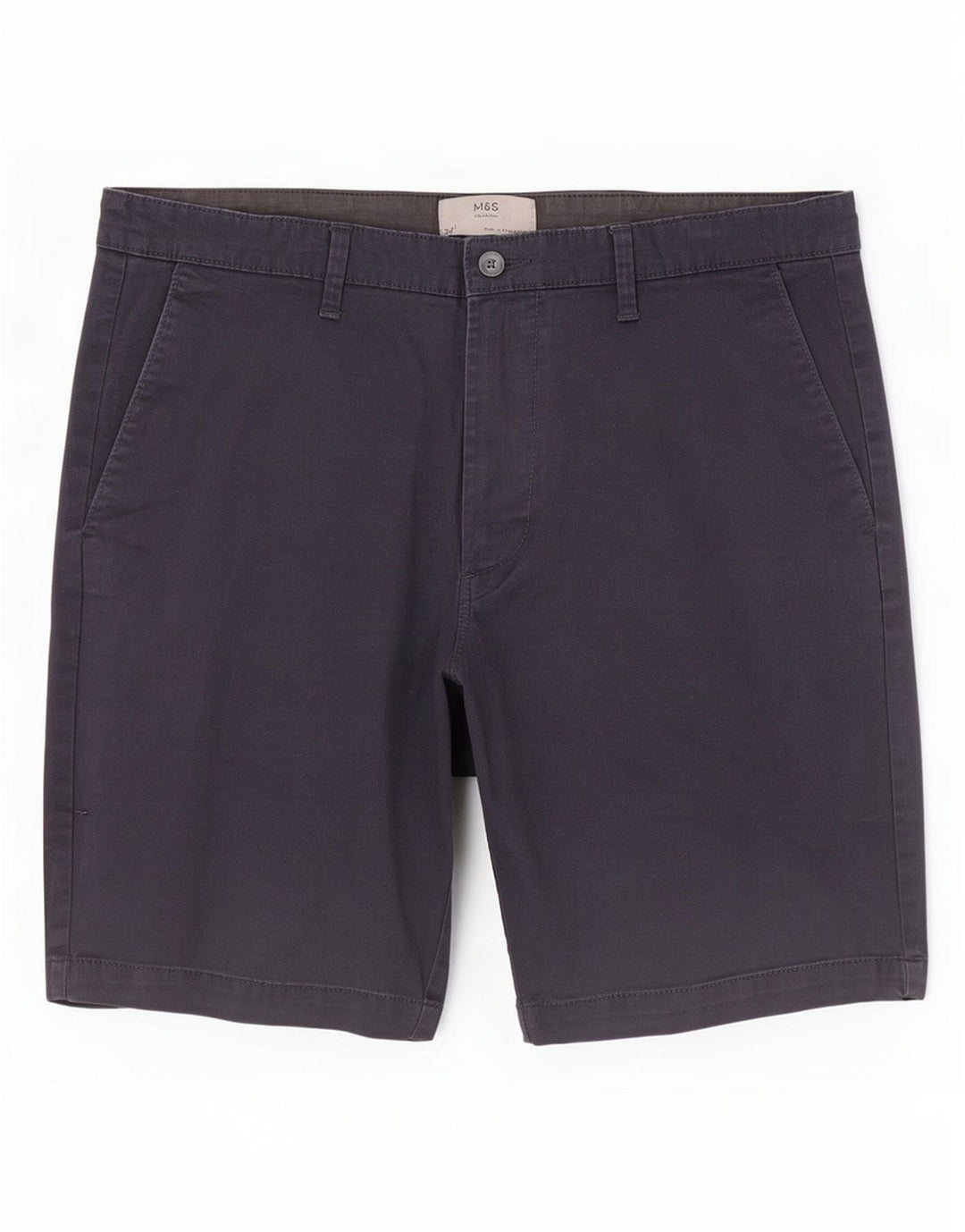 Shorts chino masculino Marks & Spencer W34 grande algodão azul marinho