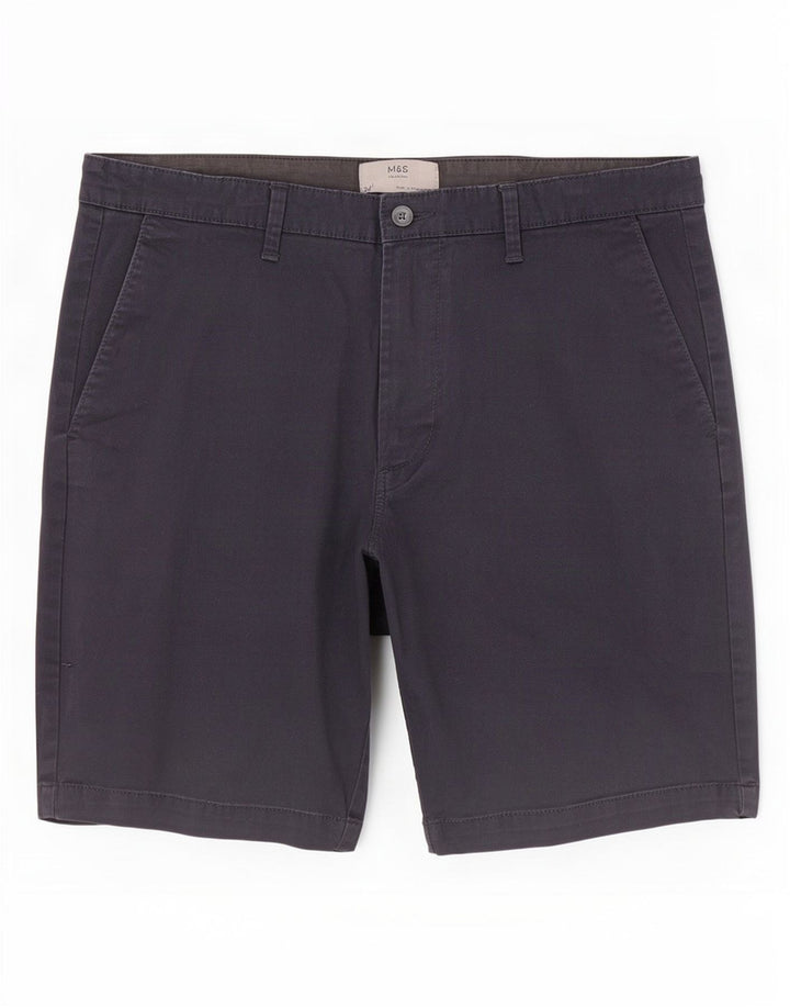 Shorts chino masculino Marks & Spencer W34 grande algodão azul marinho