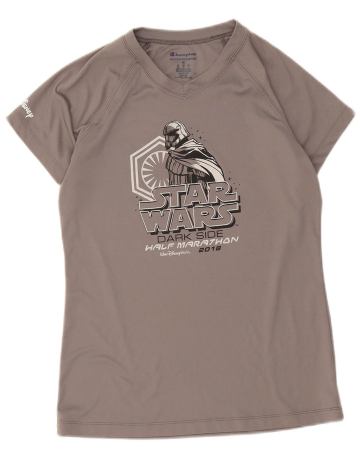 Camiseta masculina Champion Star Wars com estampa gráfica cinza médio poliéster