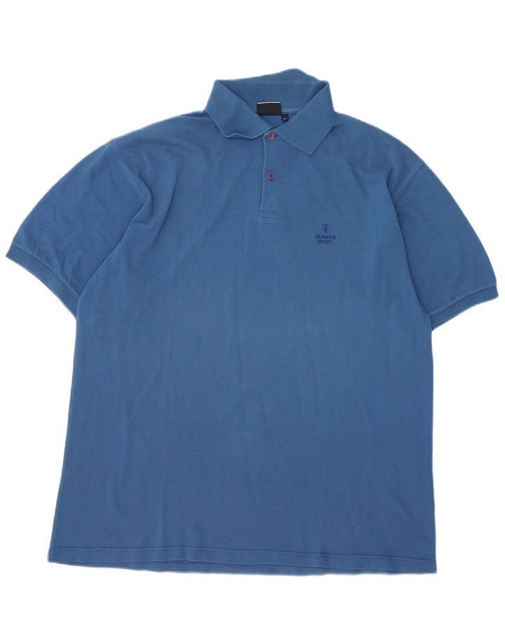 Camisa polo masculina TRUSSARDI XL algodão azul