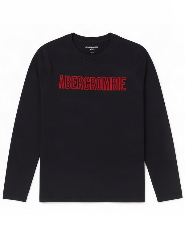 Abercrombie & Fitch Girls Graphic Top Manga Longa 11-12 Anos Azul Marinho