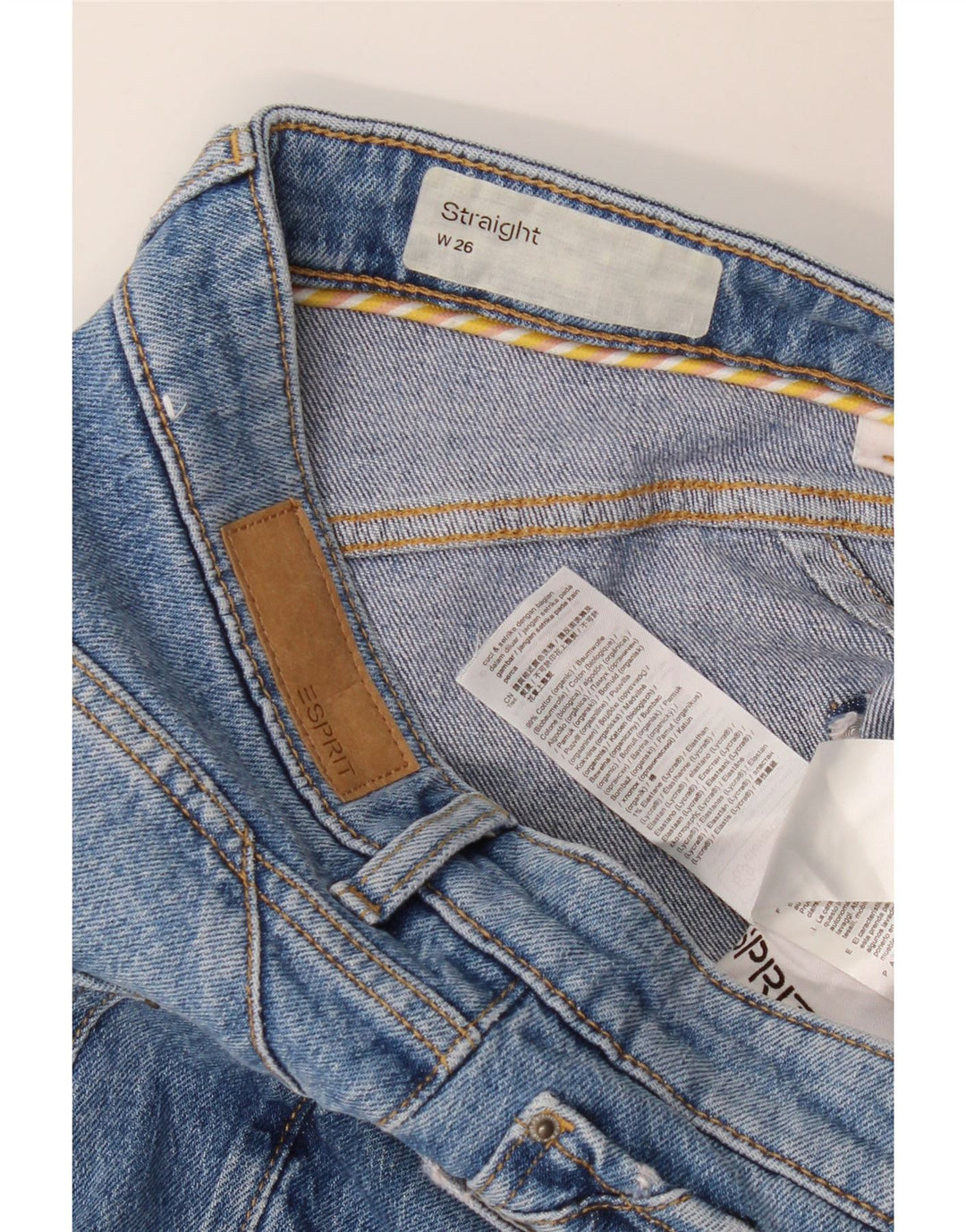 Calça jeans reta feminina ESPRIT W26 L26 algodão azul