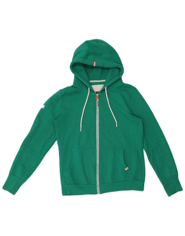 Suéter feminino Superdry com capuz e zíper Reino Unido 14 algodão verde médio