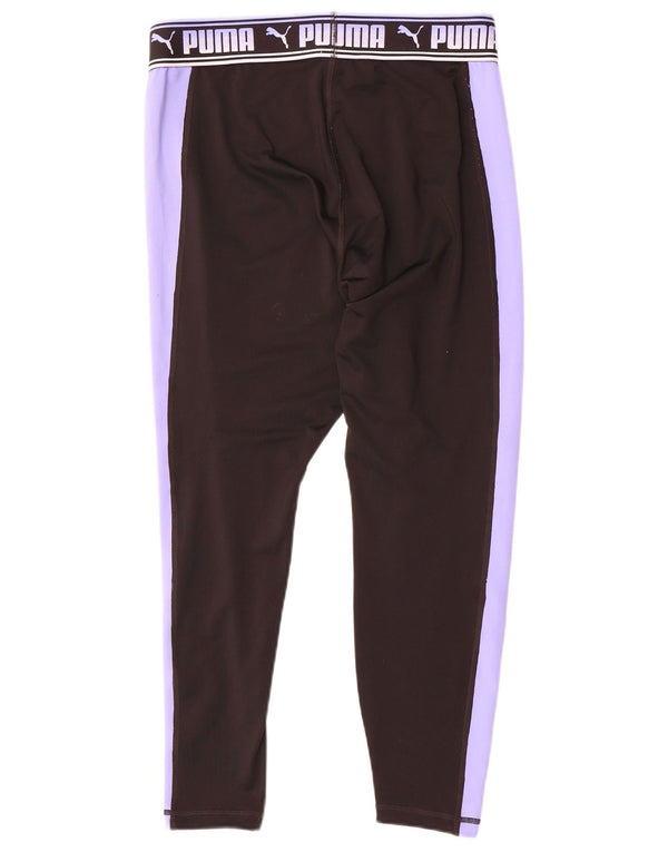 Puma Womens Graphic Leggings UK 16 Grande Preto Colorblock Poliéster