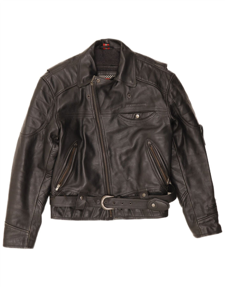 Jaqueta masculina de couro HEIN GERICKE para motociclista Reino Unido 40 grande couro preto