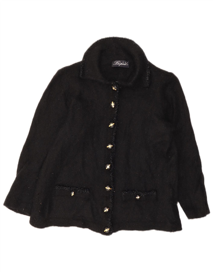 Suéter cardigã feminino La Perla Reino Unido 12 mohair preto médio