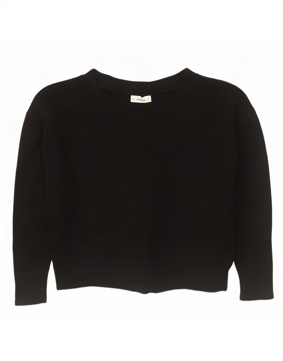 Zara Suéter feminino oversized com gola canoa Reino Unido 14 médio preto viscose