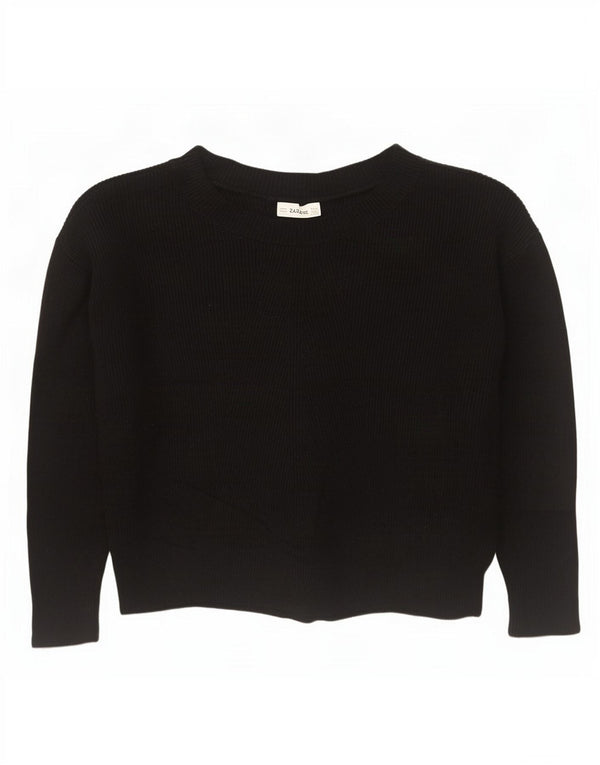 Zara Suéter feminino oversized com gola canoa Reino Unido 14 médio preto viscose